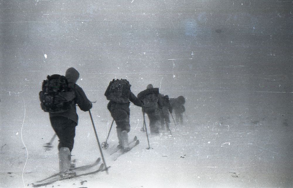 The Dyatlov group skiing.