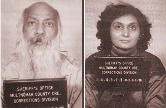 Mugshots of Rajneesh and Sheela.