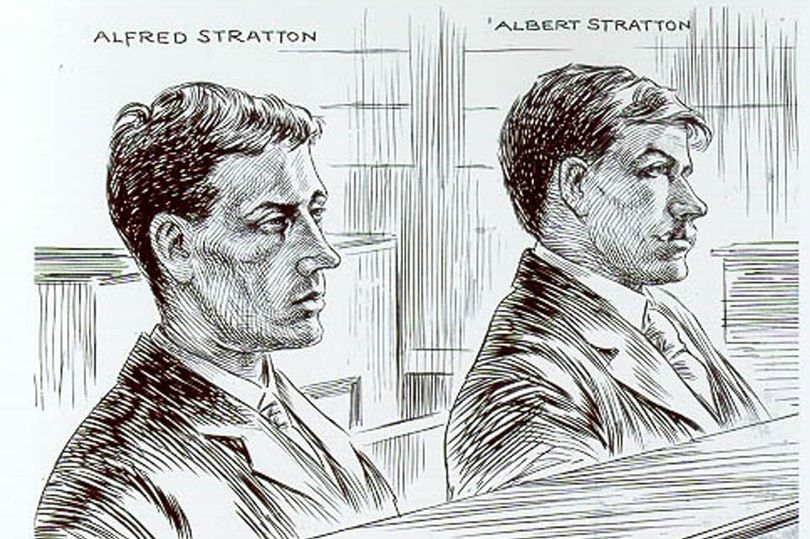 Court sketch of Alfred and Albert Stratton.